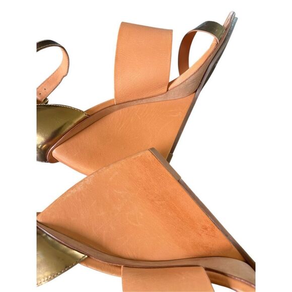 Rebecca Minkoff Stella Leather Wedge Shoes 8.5 Orange / Gold - Picture 5 of 15
